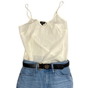 top TALBOTS cami ivory sheer silk 2P basic classic minimalist sexy spaghetti